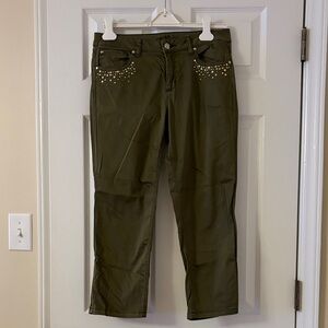 Cache Olive Studded Women's capri pants size 8